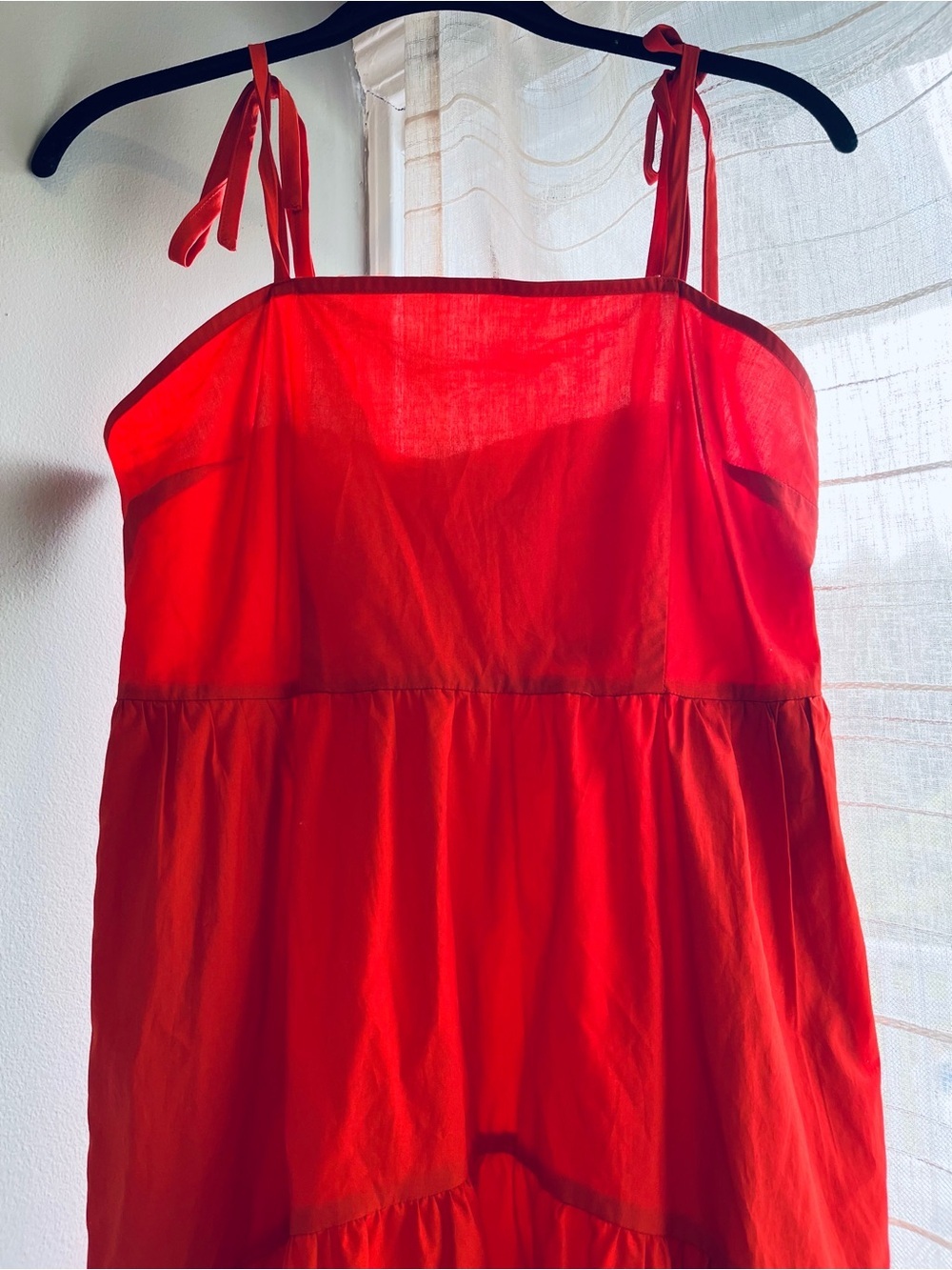 Red Tie-Strap Summer Dress Pockets NWT Size Small - Picture 3 of 11